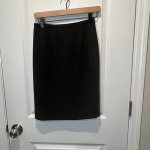 Anne Klein Petite Black Career Pencil Skirt Size 4 with Slit